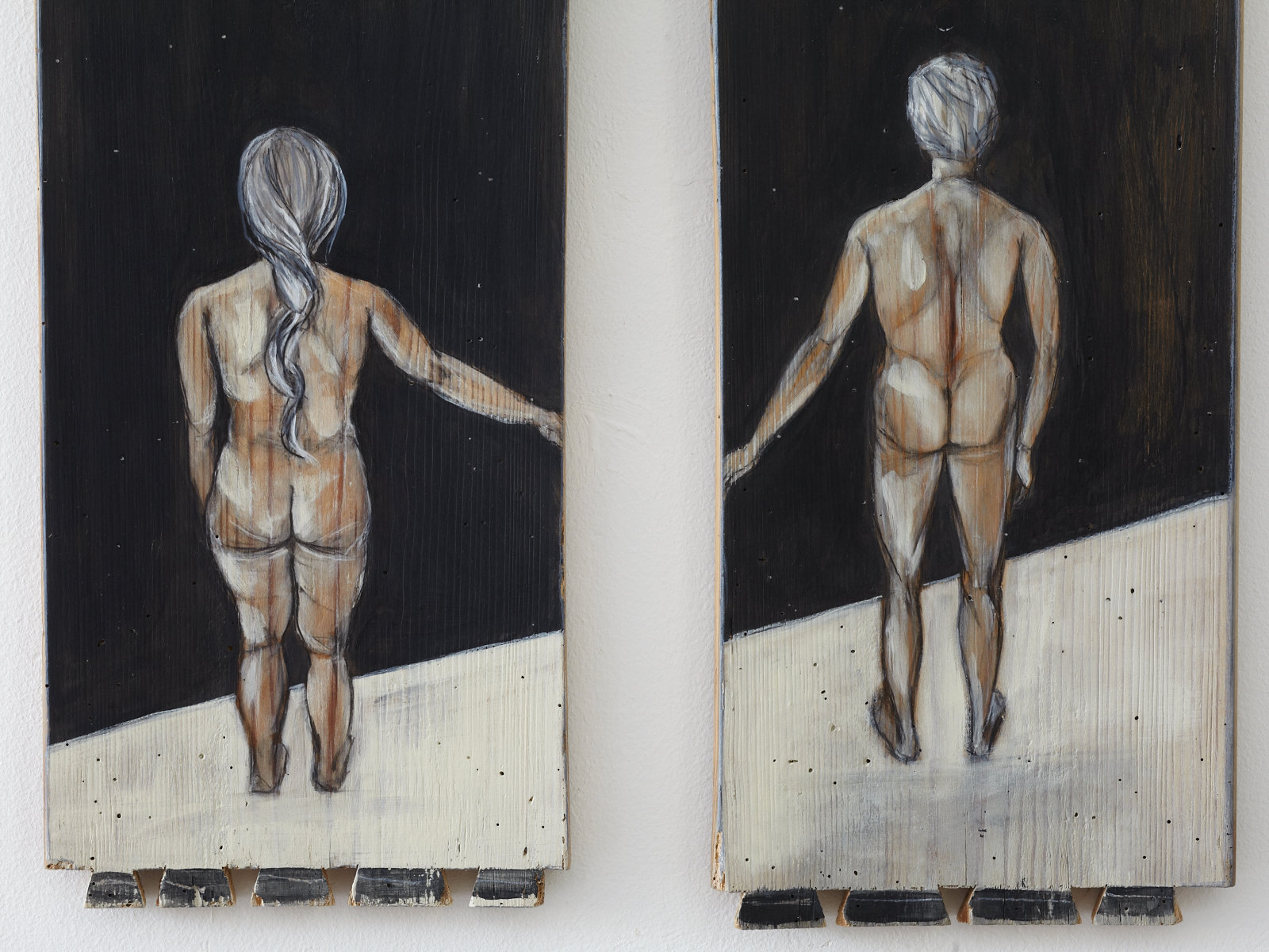 Die Zeit an den Händen halten - Ein Gemäldepaar auf altem Holz – Bild 3