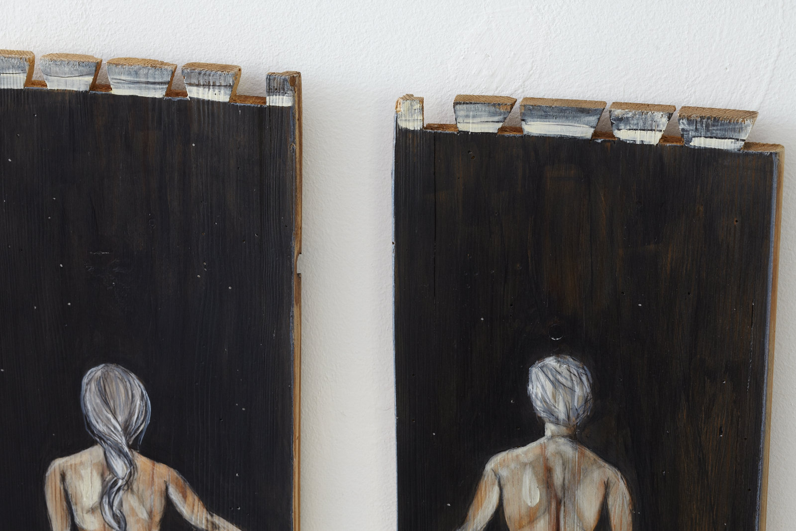 Die Zeit an den Händen halten - Ein Gemäldepaar auf altem Holz – Bild 2