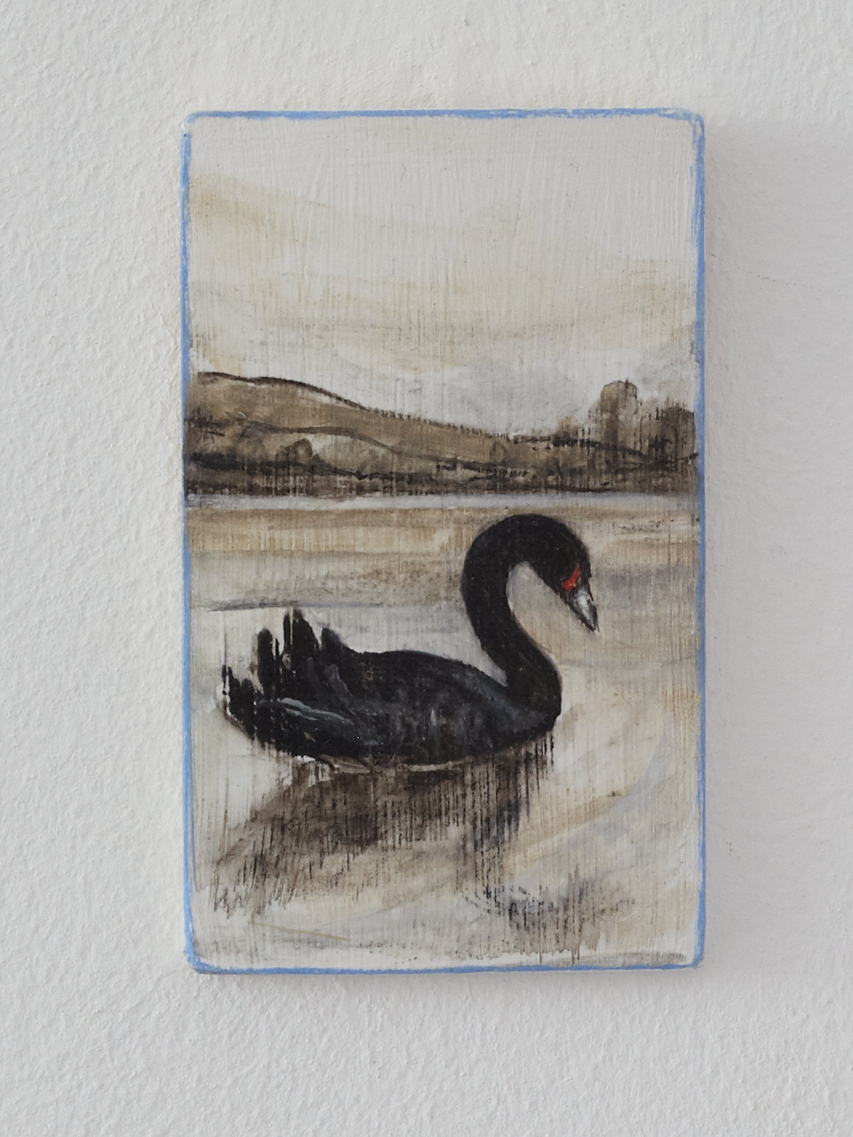 Schwan - Ein Miniaturgemälde auf Holz