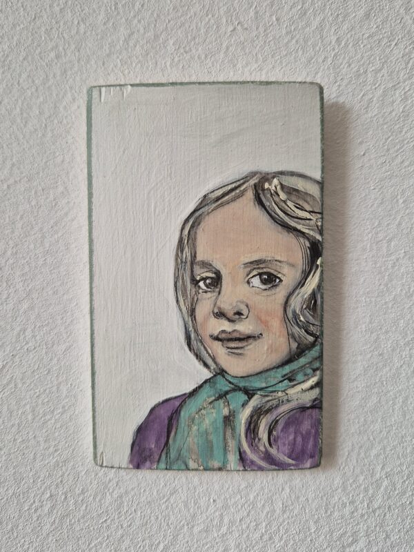 Das Lächeln - ein Miniaturgemälde auf Holz