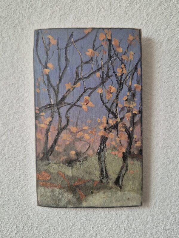 Der Beginn eines Wintertages - ein Miniaturgemälde auf Holz