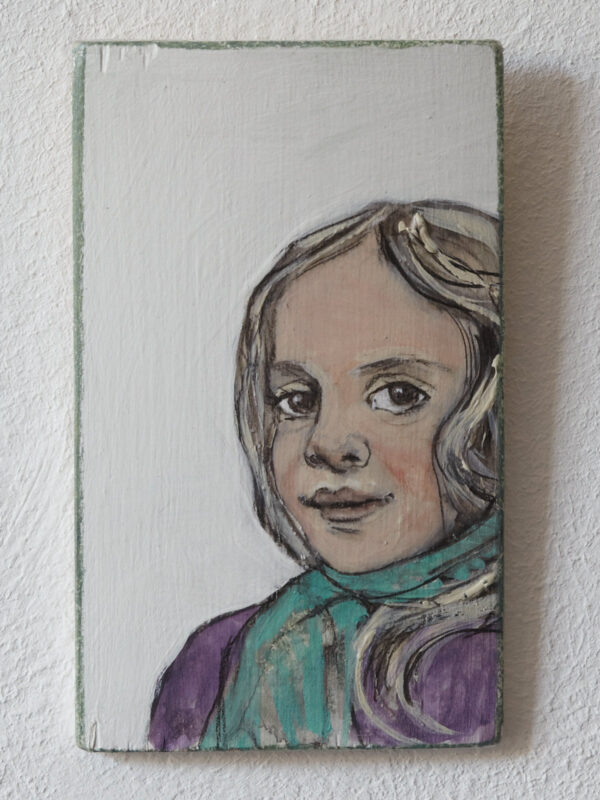 Das Lächeln - ein Miniaturgemälde auf Holz