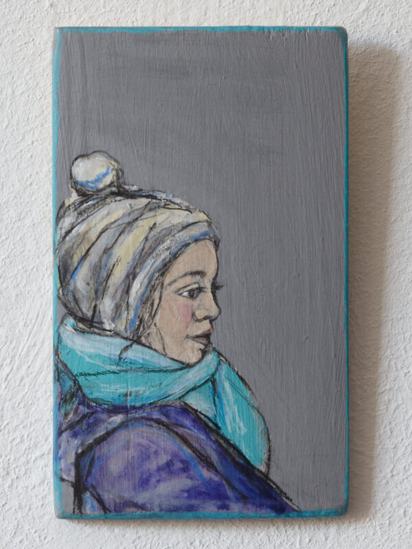 Winter - ein Miniaturgemälde auf Holz